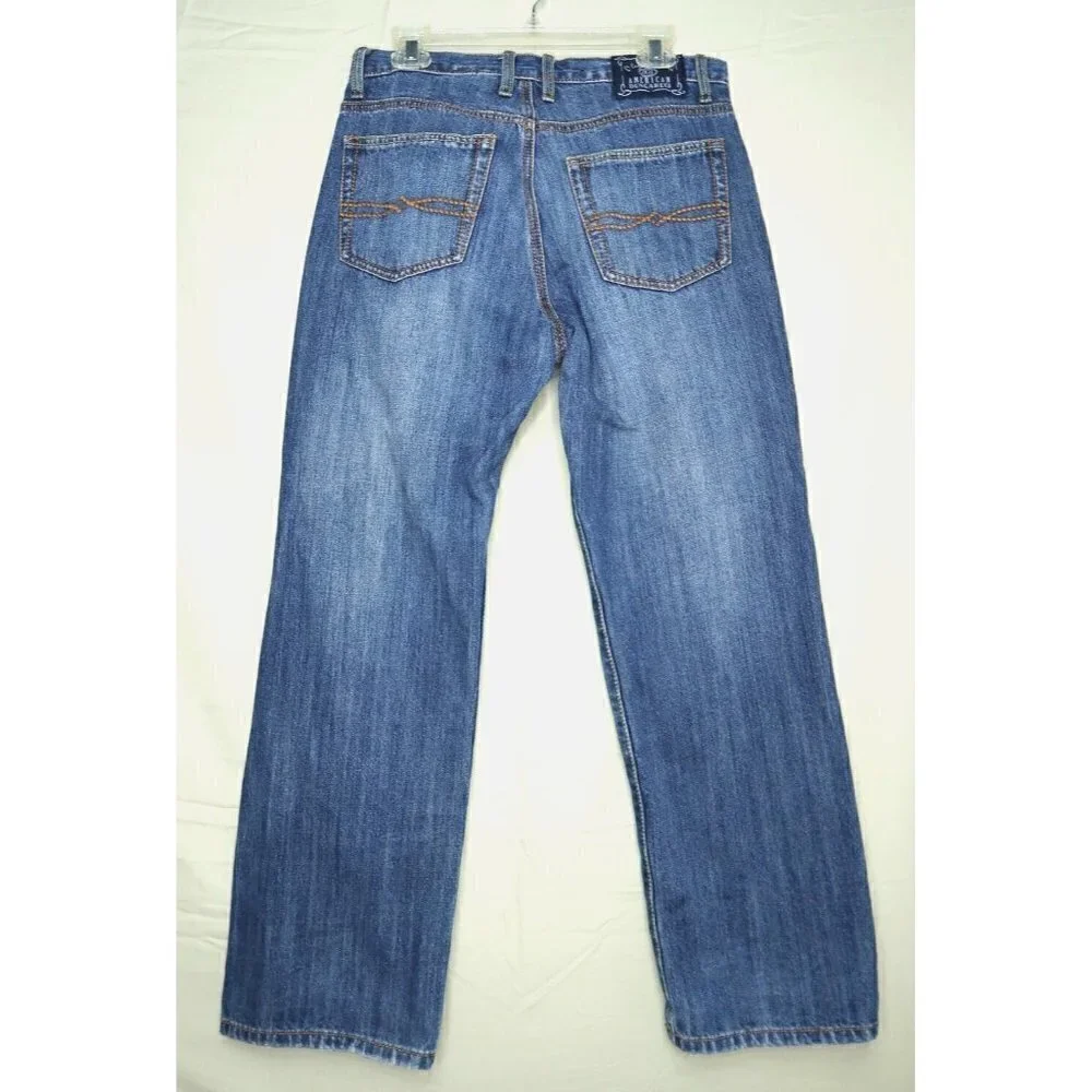 Oleg Cassini American Dungarees Straight Blue Jeans Dark Wash Mens Size 34x29.5